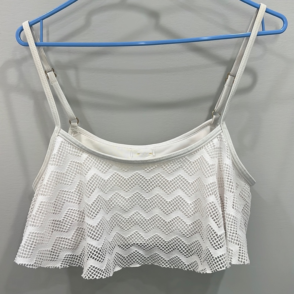 White bathing suit with adjustable straps